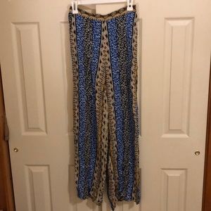 Patterned flowy pants.